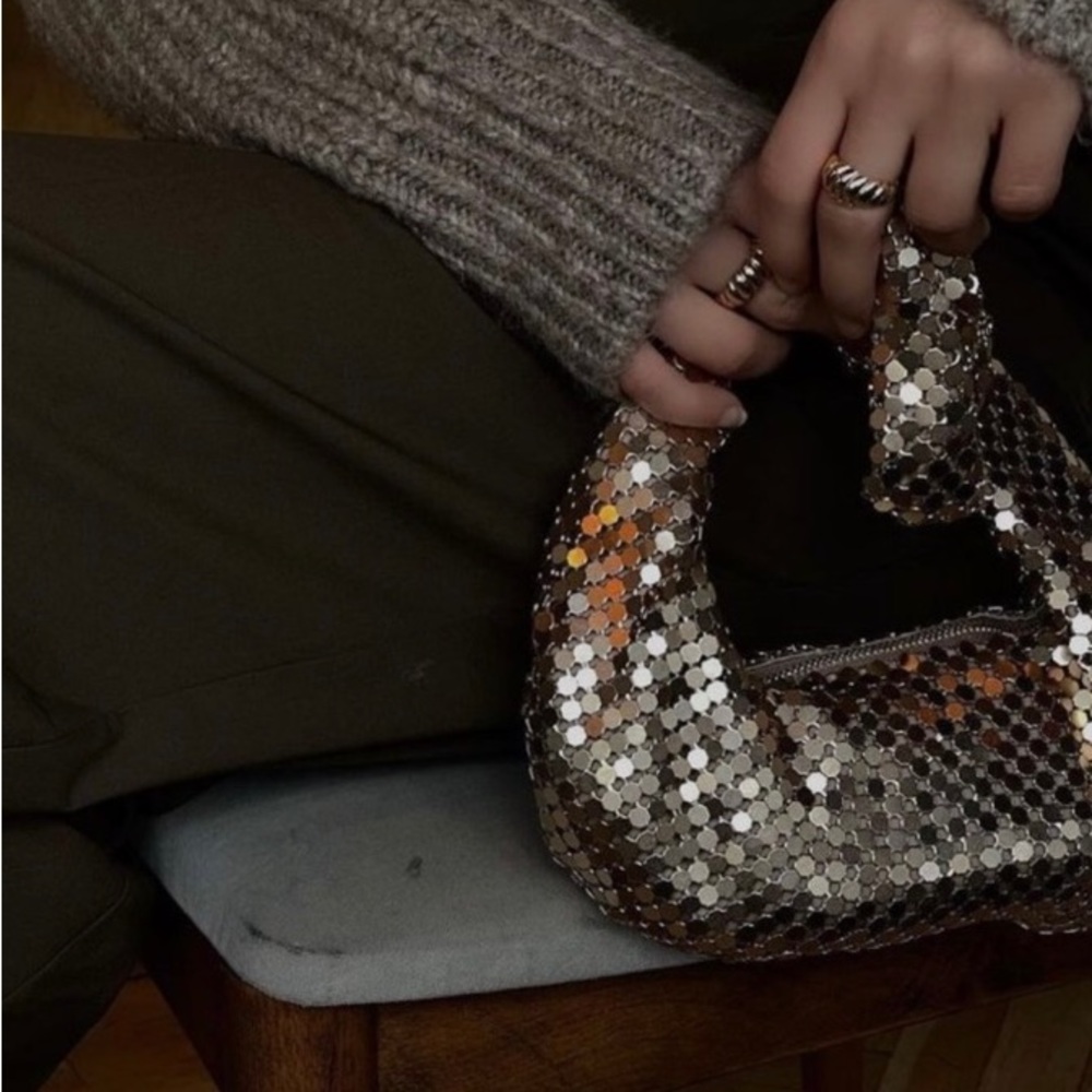 Zara Silver Metallic Mesh Shoulder Bag. NWT. - Picture 10 of 16